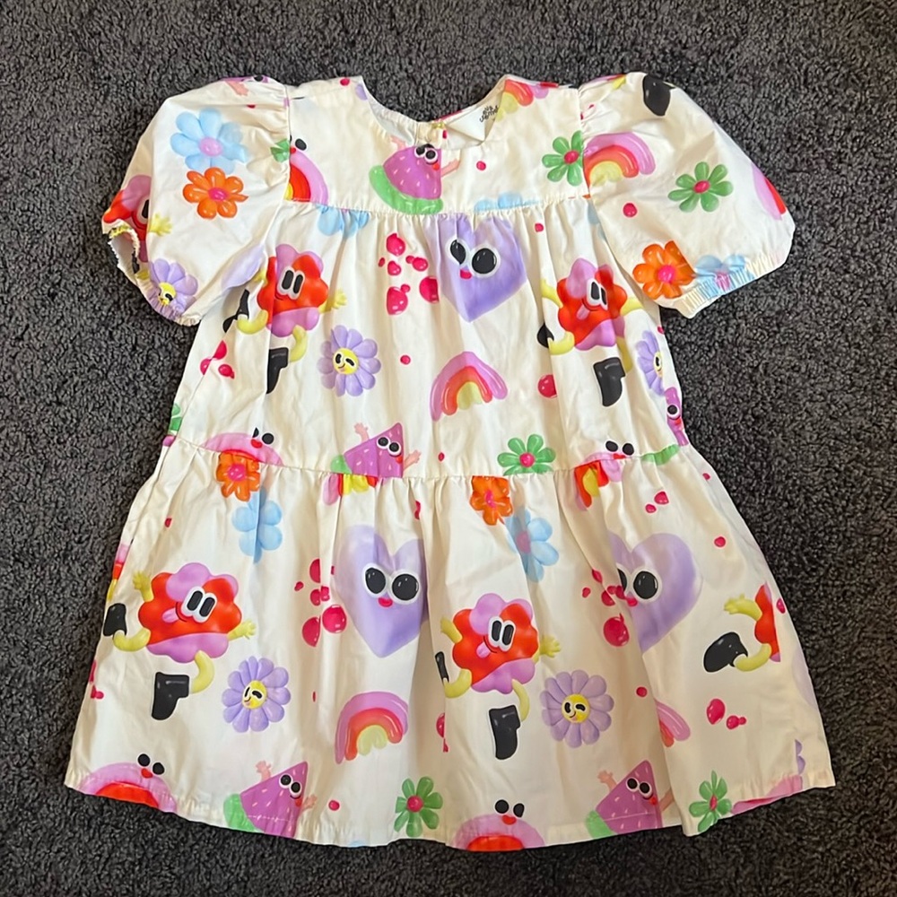 H&M Toddler Kids Short Sleeve Hearts Rainbow Flower Dress Top